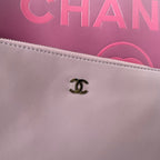 cc shopping bag 34cm pink purple calfskin silver hardware