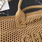 CC 25 Deauville Tote Bag 38cm Beige Crochet Suede