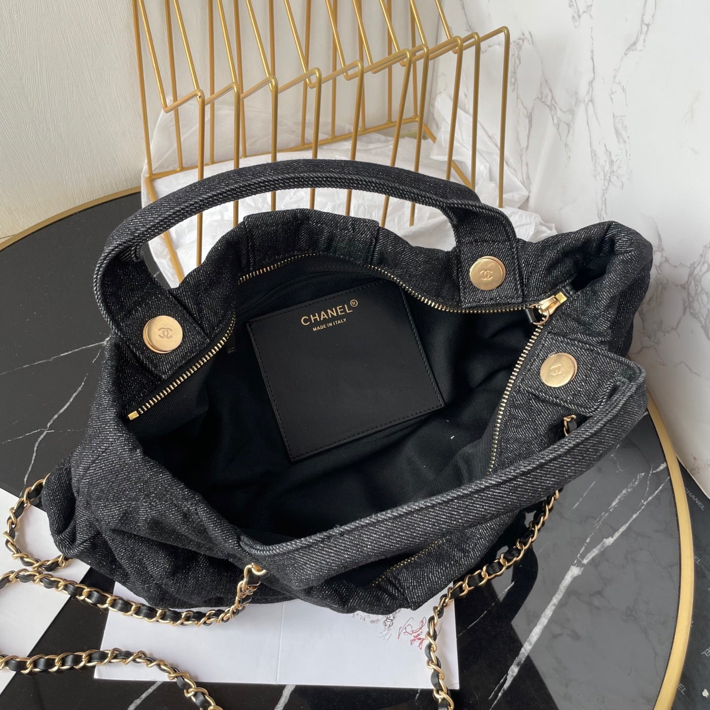 CC 25K Bow Bag 38cm Black Denim