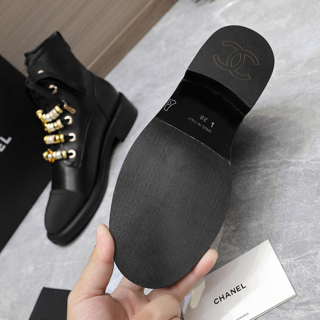 CC Ankle Boots 30mm Black Plain Cowhide