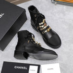 CC Ankle Boots 30mm Black Plain Cowhide