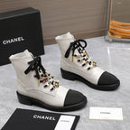 CC Ankle Boots 30mm White Wrinkled Cowhide