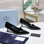Prada Two-Tone Brushed Pumps 55mm Black Cowhide 456267