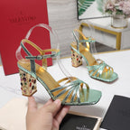 VT 2025 Diamond Heel Sandals Green Cowhide 289514
