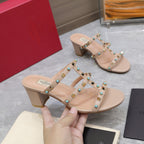VT 25 Rockstud Heeled Sandals Nude Sheepskin 289666