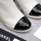 CC Platform Ankle Boots 100mm Black White Lambskin 425876