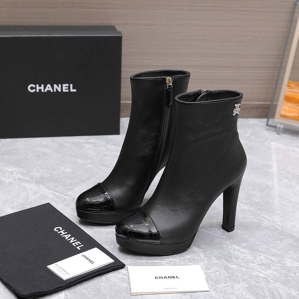 CC Platform Ankle Boots 100mm Black Lambskin 425878