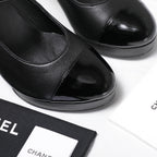 CC Buckle Platform Pumps 100mm Black Lambskin 425881