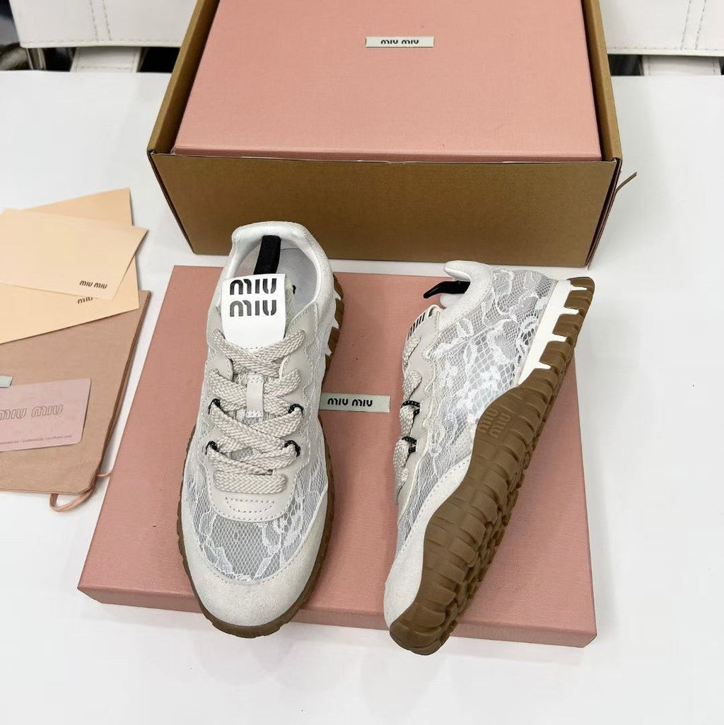 Miu TYRE Sneakers White Suede Lace 456325