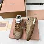 Miu TYRE Sneakers Brown Suede Technical Fabric 456327