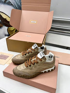 Miu TYRE Sneakers Brown Suede Technical Fabric 456327