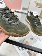 Miu TYRE Sneakers Olive Green Suede Technical Fabric 456331