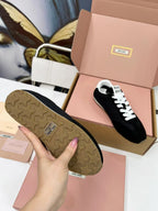 Miu Plume Sneakers Black Suede Lace 456348