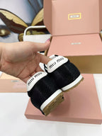 Miu Plume Sneakers Black Suede Lace 456348