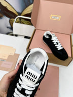 Miu Plume Sneakers Black Suede Lace 456348