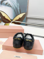Miu Plume Sneakers Black Cowhide 456349