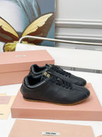 Miu Plume Sneakers Black Cowhide 456349