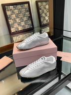 Miu Plume Sneakers Sliver Cowhide 456350