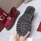 GG Women's Loafer Horsebit Red Suede Shearing 547324