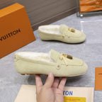 LV Flore Car Shoe Light Sand Suede Wool 547248