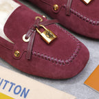 LV Flore Car Shoe Burgundy Suede Wool 547250
