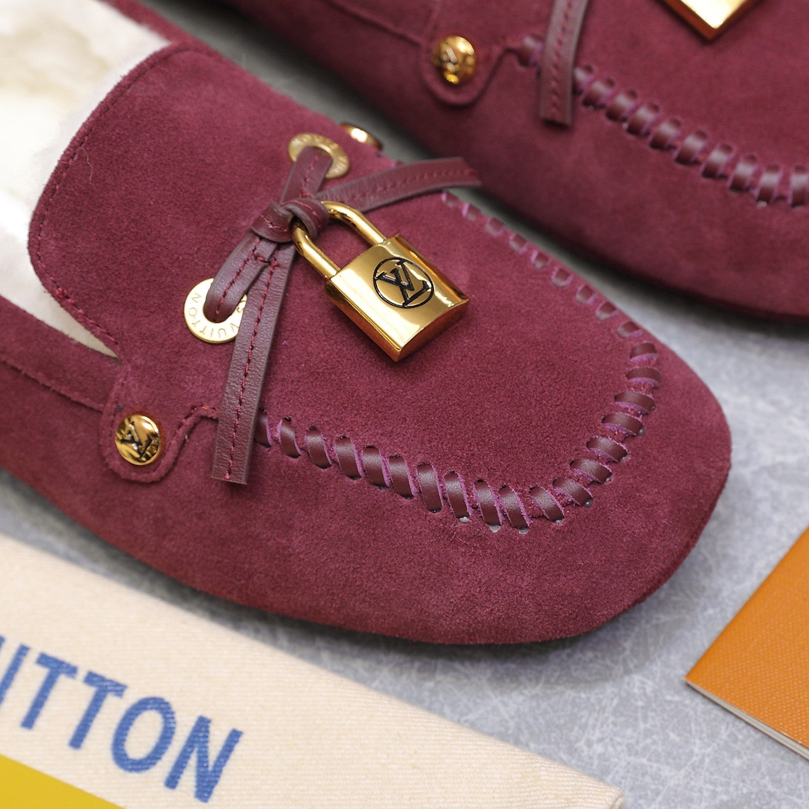 LV Flore Car Shoe Burgundy Suede Wool 547250