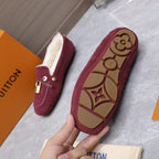 LV Flore Car Shoe Burgundy Suede Wool 547250