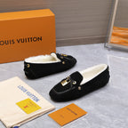 LV Flore Car Shoe Black Suede Wool 547251