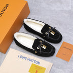 LV Flore Car Shoe Black Suede Wool 547251