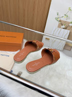 LV Mare Flat Mule Brown Sheepskin