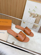 LV Mare Flat Mule Brown Sheepskin