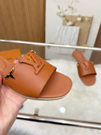 LV Mare Flat Mule Brown Sheepskin