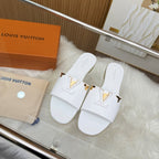 LV Mare Flat Mule White Sheepskin