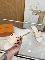 LV Mare Flat Mule Light Beige Sheepskin