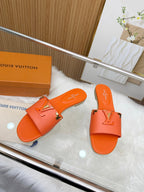 LV Mare Flat Mule Orange Sheepskin
