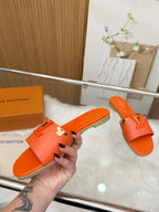 LV Mare Flat Mule Orange Sheepskin