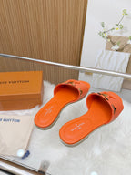 LV Mare Flat Mule Orange Sheepskin