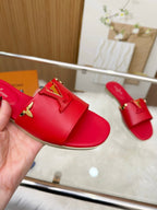 LV Mare Flat Mule Red Rose Sheepskin