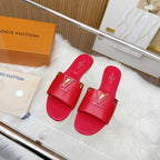 LV Mare Flat Mule Red Rose Sheepskin
