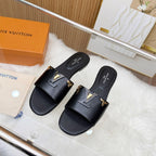 LV Mare Flat Mule Black Sheepskin