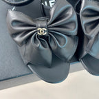 cc big bow slingback sandal 60 black lambskin