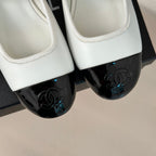 cc mule leather chain white calfskin black patent calfskin