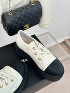 CC Classic Sneaker 50mm White Quilted Wrinkled Calfskin