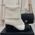 CC Short Boots 60mm White Cowhide And Wool Yarn