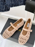 Alaia Women's Ballet Flat Nude Suede 293219