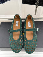 Alaia Women's Ballet Flat Emerald Green Suede 293226