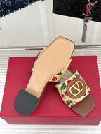 VT 25 Cherryfic Leather Trimmed Slides Brown Sheepskin 286505