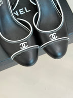Chanel 25 Slingback Black White Sheepskin 473060