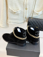 CC Classic Large Chain Martin Booots Black Suede  404671