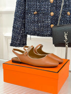 HM flat sandals brown lambskin 474117